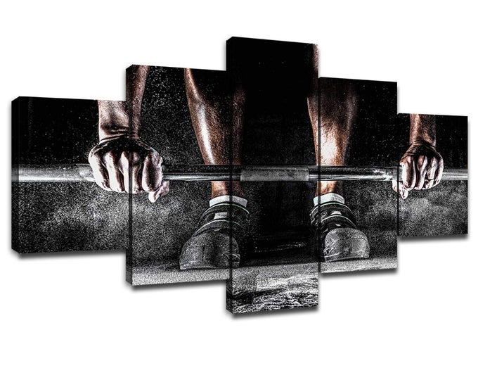 FITNESS WALL DECOR WEIGHTLIFTING ART PAINTINGS CANVAS PRINTS PICTURE BARBELL HOME ARTWORK WORKOUT IN GYM POSTER WEIGHTLIFTER SPORTSMAN LIVING ROOM DECORATION FRAMED READY TO HANG60WX32H