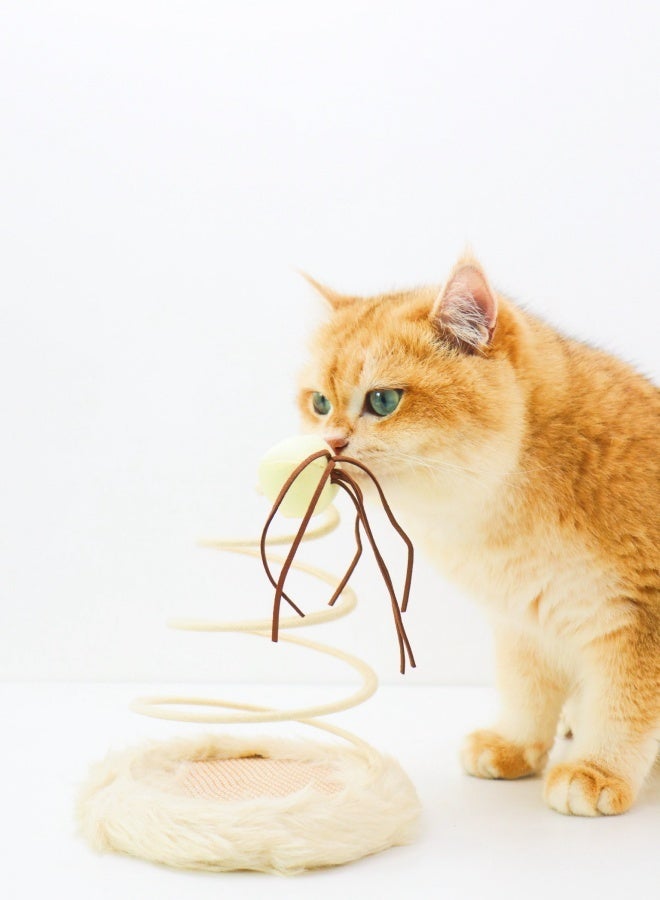 1 Set Interactive Cat Toy, Cat Plush Toy with Spiral Spring Plate and Funny Ball Interactive Stainless Steel Spring Rotating Cat Creative Toy to have fun and Keep Fit - Image 2