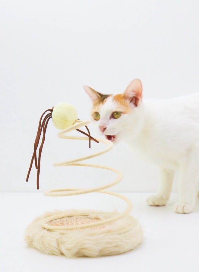 1 Set Interactive Cat Toy, Cat Plush Toy with Spiral Spring Plate and Funny Ball Interactive Stainless Steel Spring Rotating Cat Creative Toy to have fun and Keep Fit - Image 5