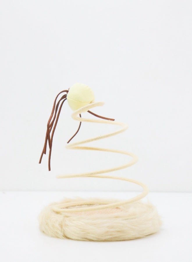 1 Set Interactive Cat Toy, Cat Plush Toy with Spiral Spring Plate and Funny Ball Interactive Stainless Steel Spring Rotating Cat Creative Toy to have fun and Keep Fit - Image 3