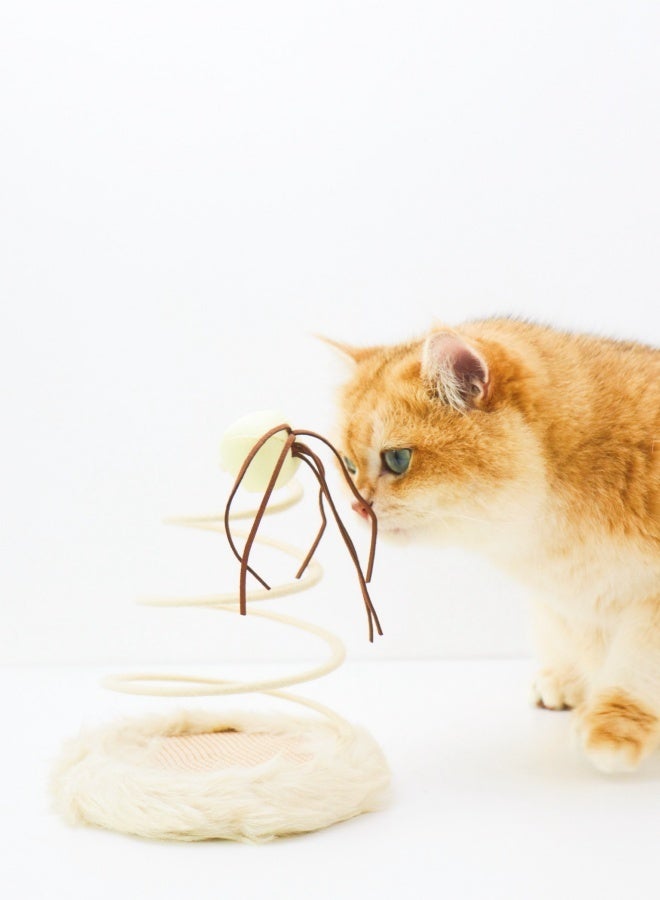 1 Set Interactive Cat Toy, Cat Plush Toy with Spiral Spring Plate and Funny Ball Interactive Stainless Steel Spring Rotating Cat Creative Toy to have fun and Keep Fit - Image 4