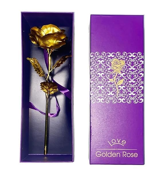 D RAJ D RAJ Artificial Gold Plated Rose Flower in Gift Box Gift for Wife Husband Boyfriend Girlfriend Valentines Day Special Golden  - Image 3