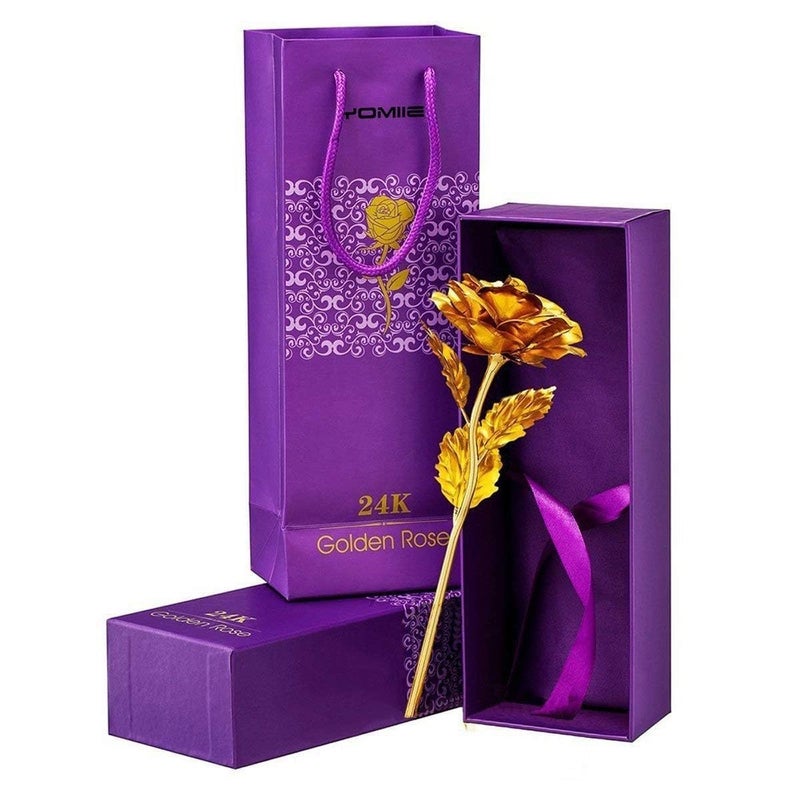 D RAJ D RAJ Artificial Gold Plated Rose Flower in Gift Box Gift for Wife Husband Boyfriend Girlfriend Valentines Day Special Golden  - Image 1