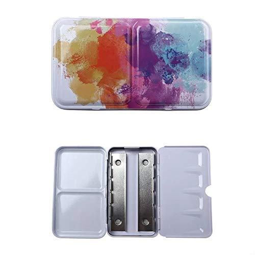 Aliotech Travel Artist Empty Watercolor Tins Box Palette Paint CaseSmall Colorful Tin with 12 Pcs Half Pans Colorful