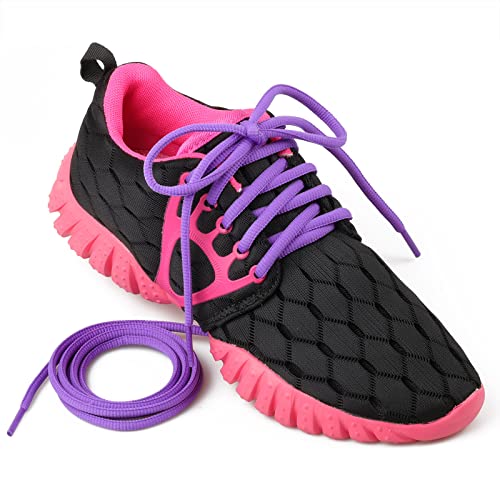 Puzeam 2 Pairs Oval Athletic Shoelaces 33 Colors 1/4" Half Round Shoe Laces for Sneakers - Purple 80 - Image 3