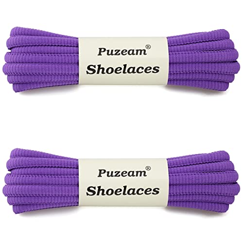 Puzeam 2 Pairs Oval Athletic Shoelaces 33 Colors 1/4" Half Round Shoe Laces for Sneakers - Purple 80 - Image 2