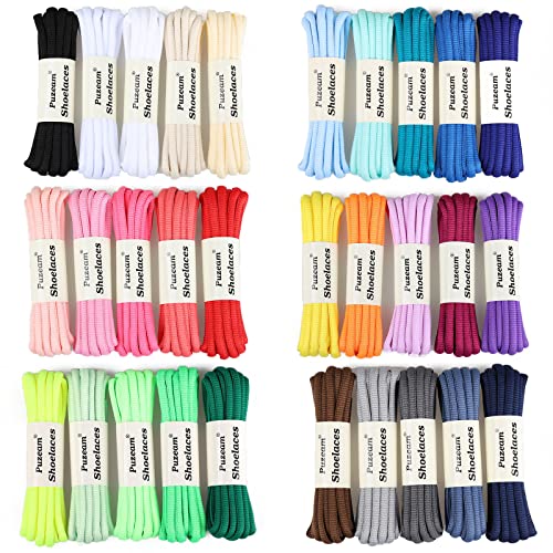 Puzeam 2 Pairs Oval Athletic Shoelaces 33 Colors 1/4" Half Round Shoe Laces for Sneakers - Purple 80 - Image 5