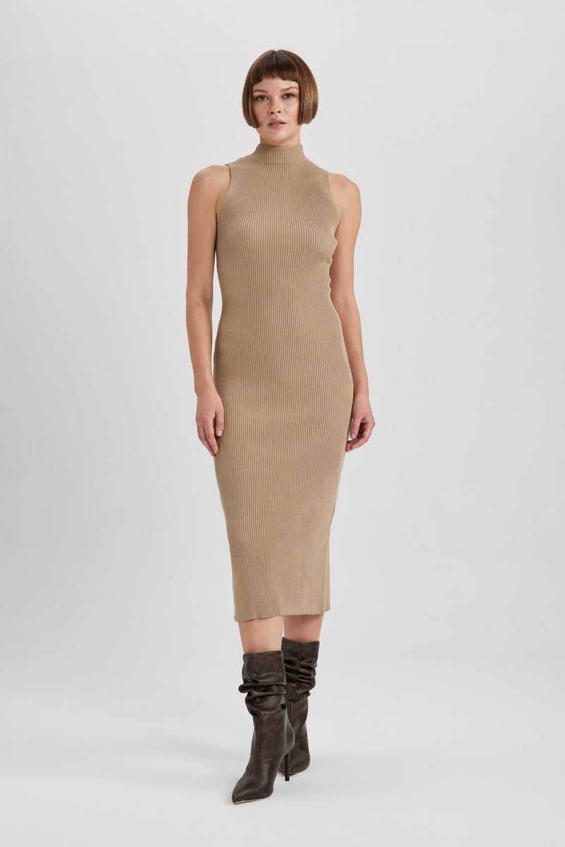 DeFacto Woman Slim Fit Half Turtleneck Ribana Dress  - Image 1