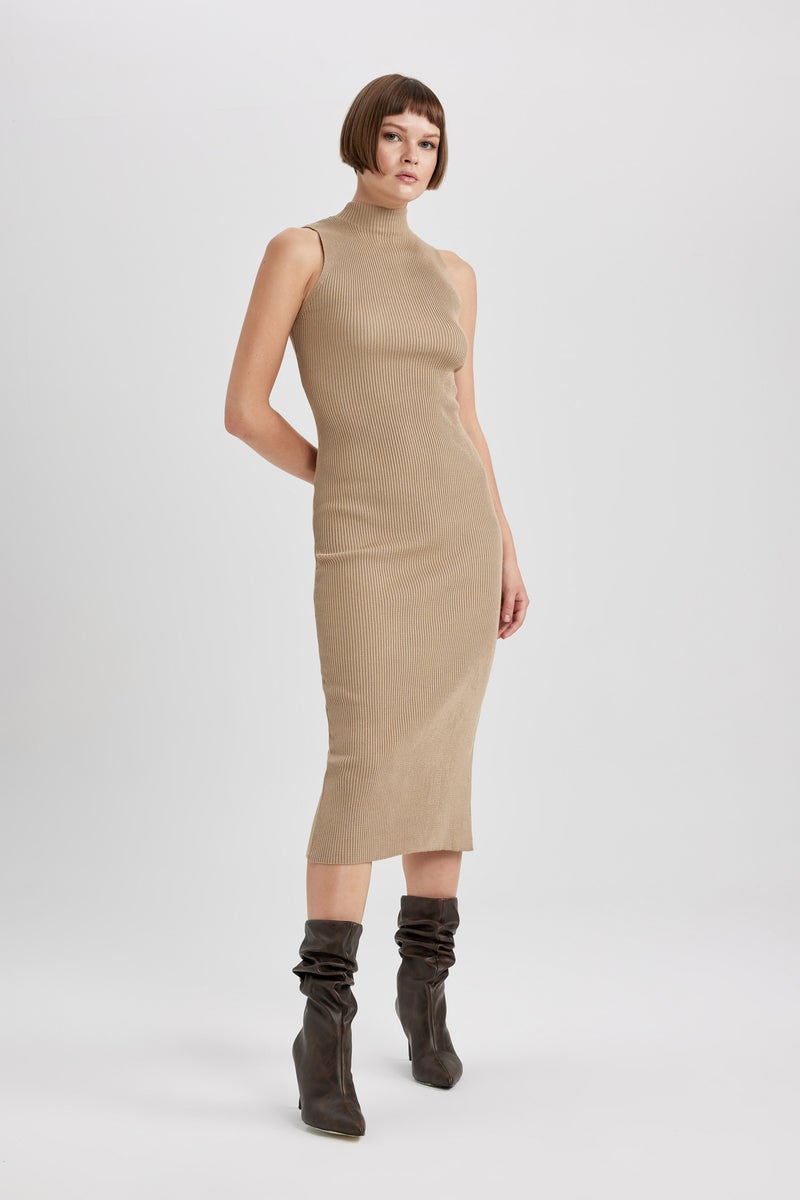 DeFacto Woman Slim Fit Half Turtleneck Ribana Dress  - Image 3