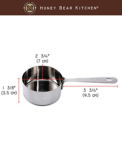 Honey Bear Kitchen 1/2 Cup 120 ml Measuring Scoop Cups, Polished Stainless Steel (Set of 2) - Image 2