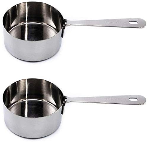 Honey Bear Kitchen 1/2 Cup 120 ml Measuring Scoop Cups, Polished Stainless Steel (Set of 2) - Image 3