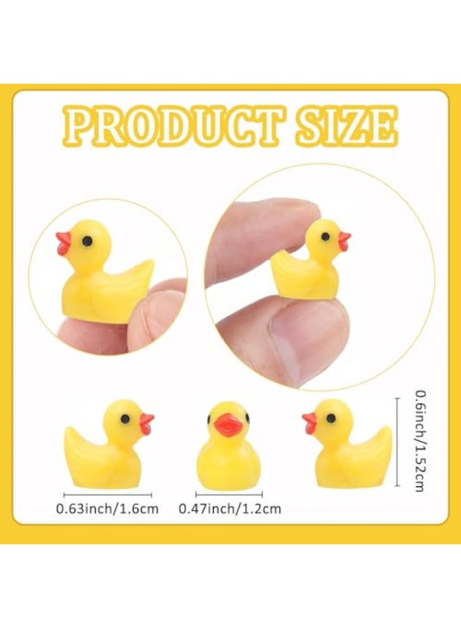 100 pieces of small yellow ducks, small duck figurines made of resin, miniature decorations for handicrafts, dollhouses, slime, home decorations, and birthday party gifts. - Image 2