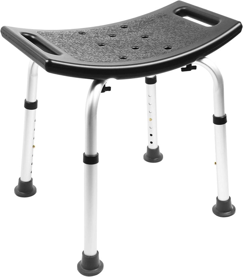 PEPE Mobility - Medical Shower Stool, Adult Seat, Senior Chair, Senior, Rectangular Non-Slip Bathtub, Tool-Free Assembly, Black - Image 1