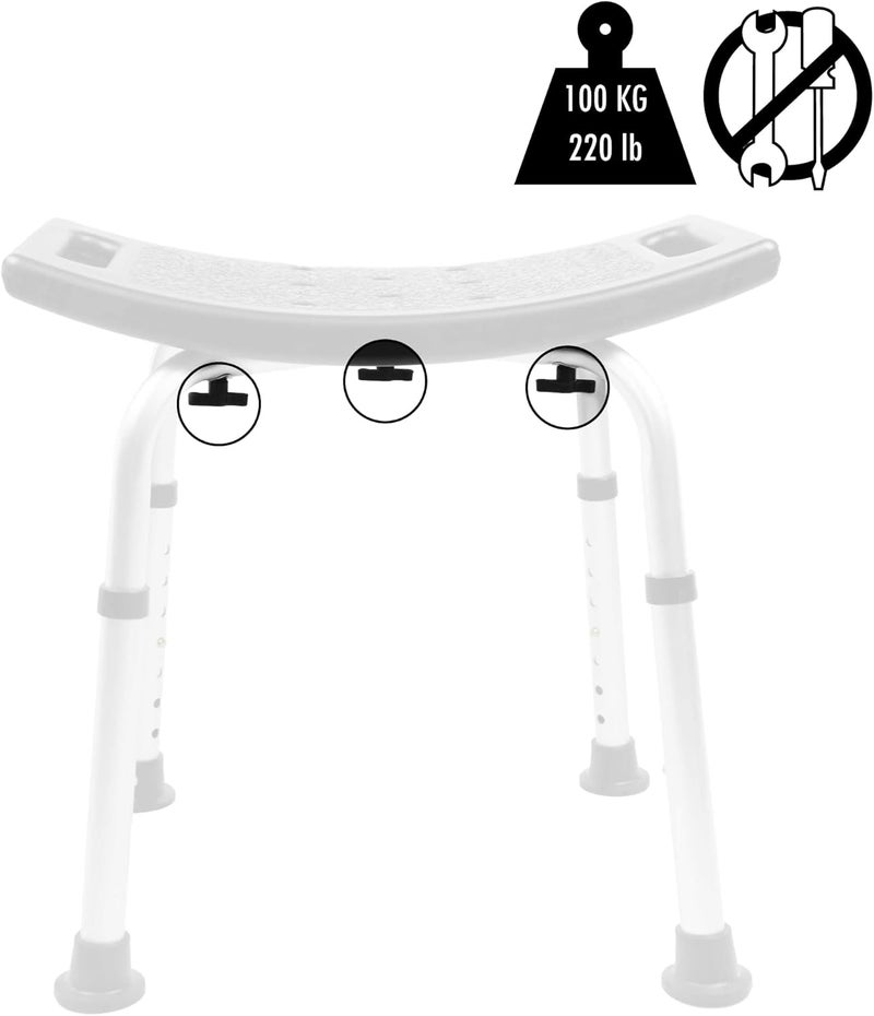 PEPE Mobility - Medical Shower Stool, Adult Seat, Senior Chair, Senior, Rectangular Non-Slip Bathtub, Tool-Free Assembly, Black - Image 2