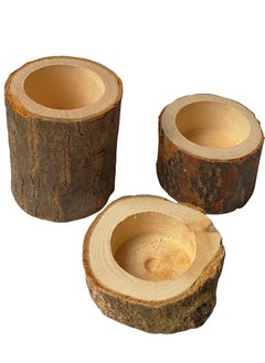 3pcs New Pillar Design Tealight Candlestick Wooden Candle Holder Mini Flower Pot Home Garden Decoration