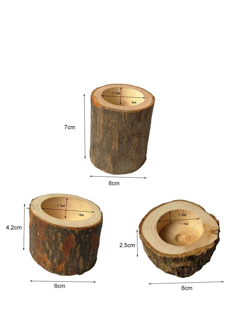 Generic - 3pcs New Pillar Design Tealight Candlestick Wooden Candle Holder Mini Flower Pot Home Garden Decoration - Image 1