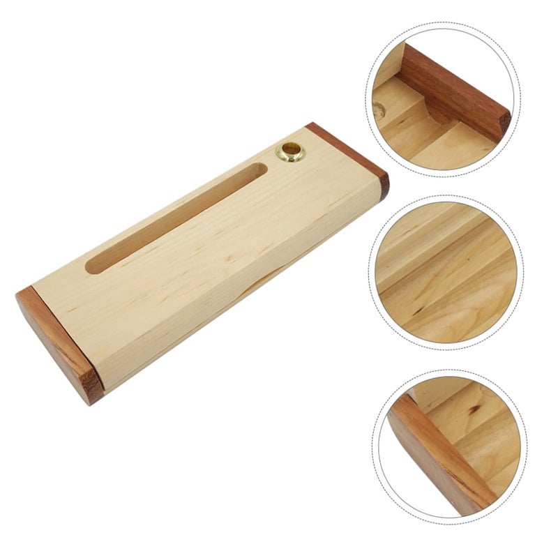 Wooden Stationery Box Compact Single Pen Case Beige Durable Practical Tool Organizer For Students Professionals - Image 3