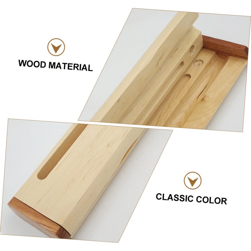 Wooden Stationery Box Compact Single Pen Case Beige Durable Practical Tool Organizer For Students Professionals - Image 5