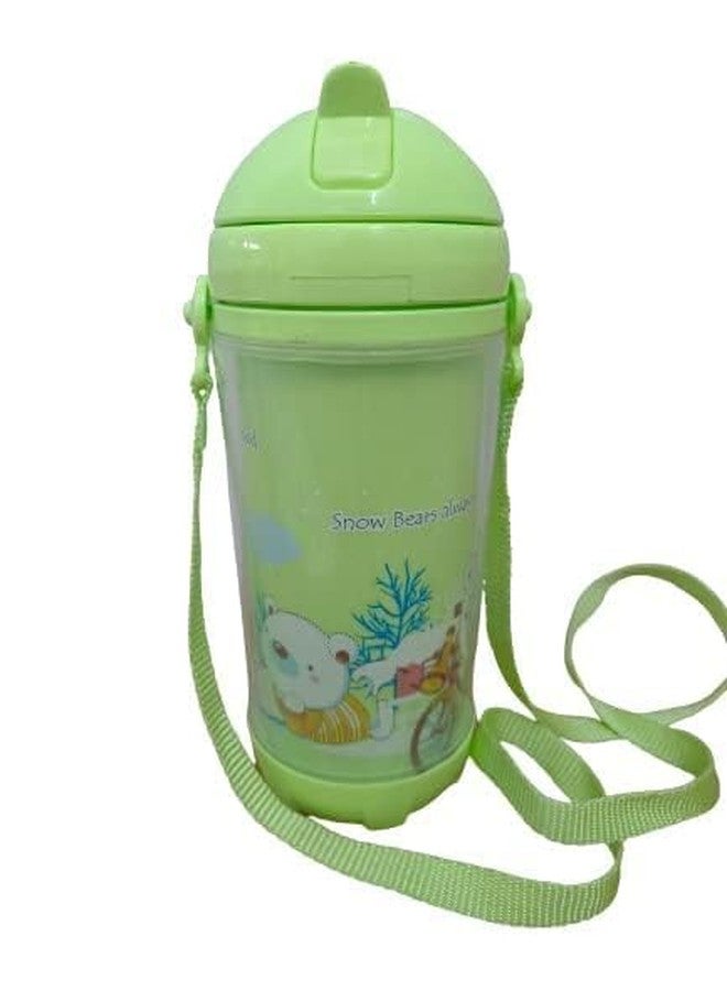EAGEAN 500ml Water Bottle with Straw for Kids, Durable & Leak Proof Open Soft Sipper & Protective Silicone Boot (Green) - Image 1