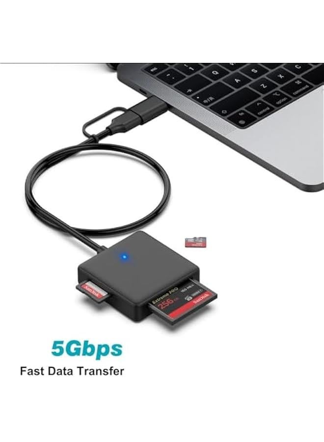 Memory Card Reader,  4in1 USB USB-C to SD Micro SD MS CF Card Reader Adapter Compatible with iPhone 15 Pro/Max, MacBook Pro/Air 2023, iPad Pro, iMac, S23, XPS 17, Surface Book 3 and More  - Image 5