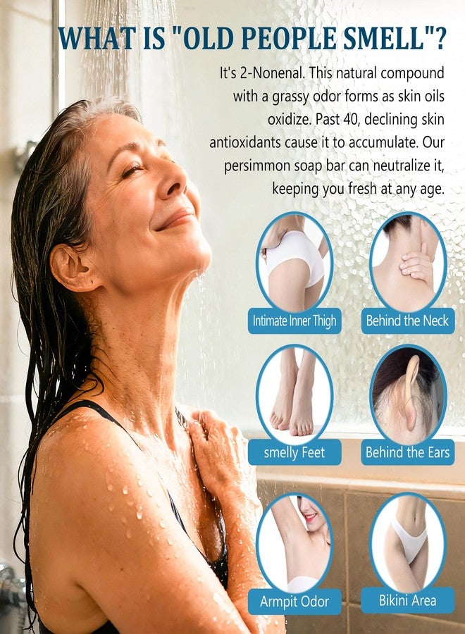 PALFICAB 120g Persimmon Soap for Old People Smell, Natural Persimmon Extract Deodorant Body Wash Soap for Men & Women, Gentle Body Odor Control & Eliminator, All Skin Types - Image 2