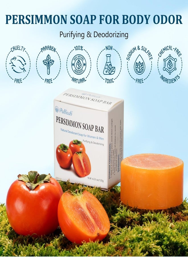 PALFICAB 120g Persimmon Soap for Old People Smell, Natural Persimmon Extract Deodorant Body Wash Soap for Men & Women, Gentle Body Odor Control & Eliminator, All Skin Types - Image 3