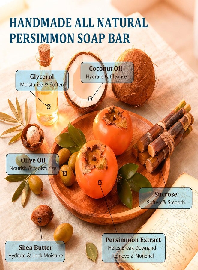 PALFICAB 120g Persimmon Soap for Old People Smell, Natural Persimmon Extract Deodorant Body Wash Soap for Men & Women, Gentle Body Odor Control & Eliminator, All Skin Types - Image 5