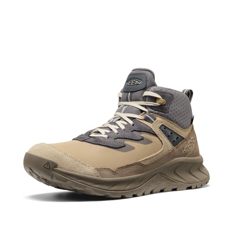 KEEN Men's Hightrail Mid Height Durable Lightweight Breathable Leather Waterproof Hiking Boots, Safari/Steel Grey, 10.5 - Image 1