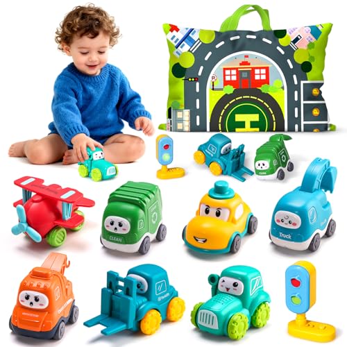ALASOU 8 PCS Baby Cranes Car Toys for 1 Year Old Boy with PlaymatStorage Bag1st Birthday Gift Easter Basket Stuffers for Toddler Toys 12Baby Toys 1 Year Old Boy Gifts for Infant 12 18 Months - Image 1