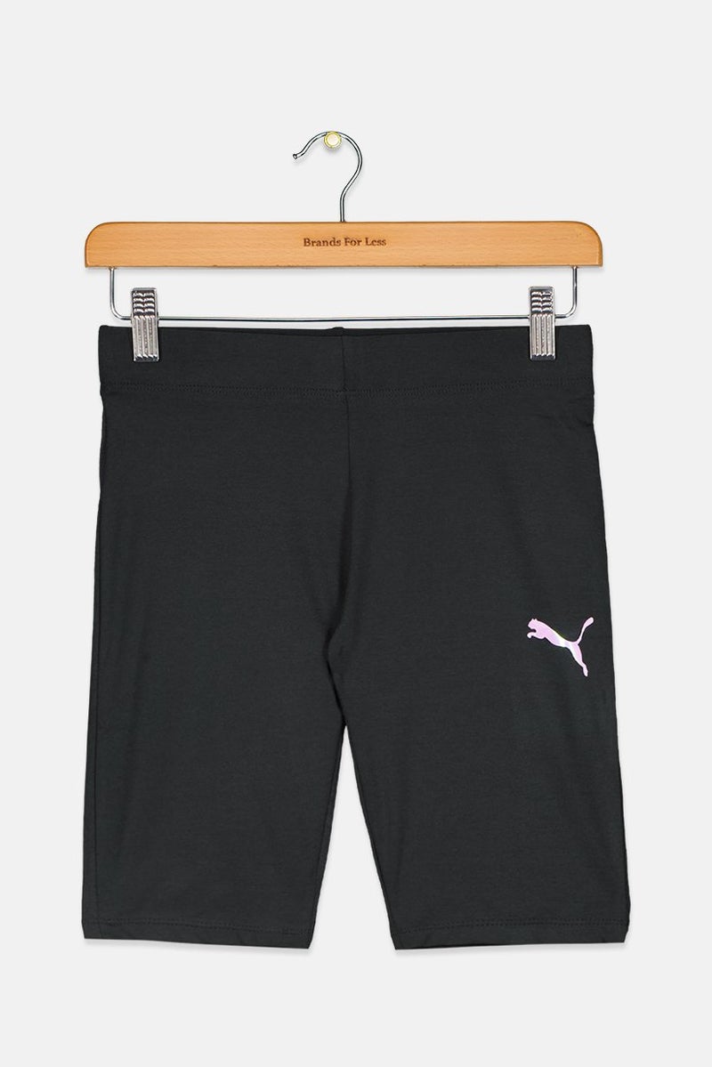 PUMA Kids Girl Brand Logo Shorts, Black Heather - Image 1