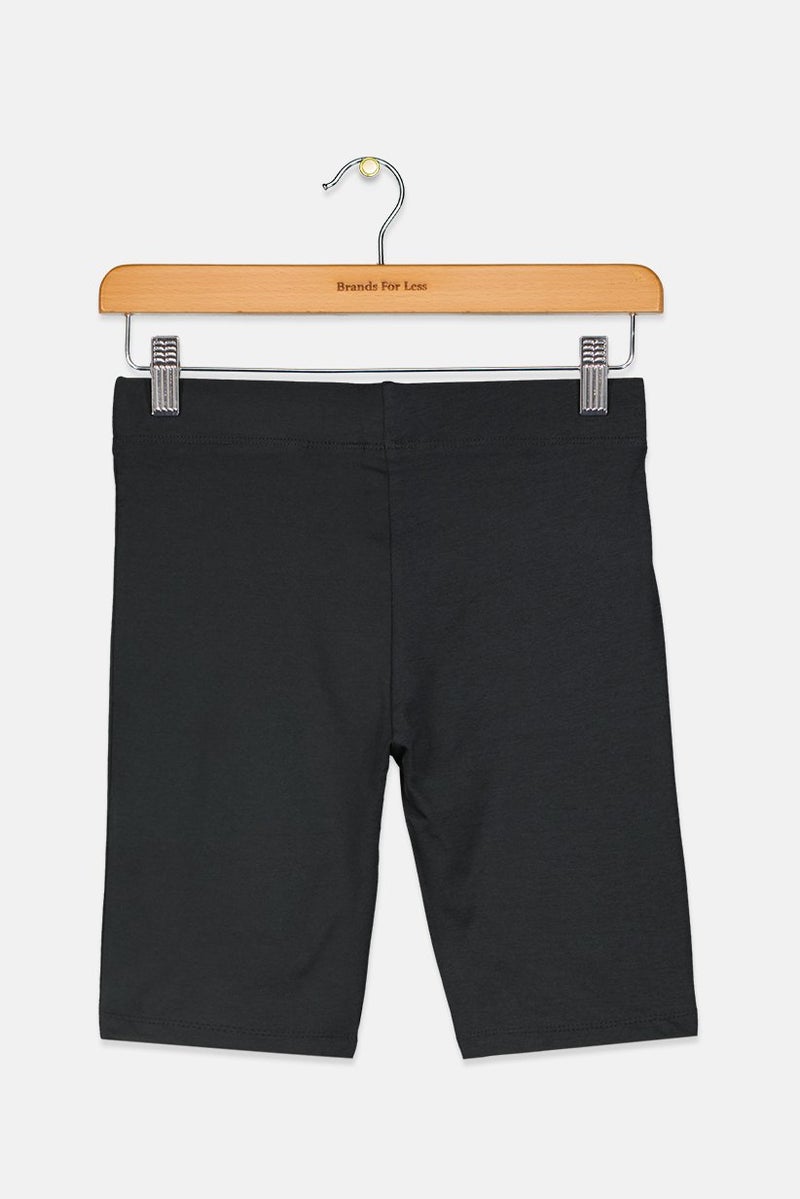 PUMA Kids Girl Brand Logo Shorts, Black Heather - Image 2