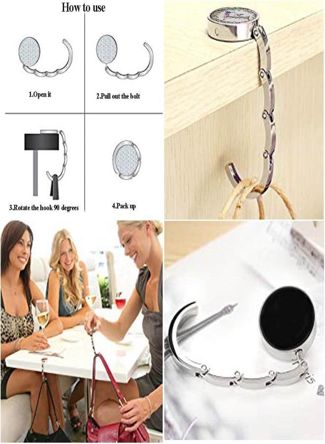 KSMD Compact Round Purse Hooks for Table and Bars,Portable Purse Hanger Organizers Hooks Handbag Holder Pocketbook Holder Bag Storage for Desk Bag,Set of 2 (Letter E) - Image 3
