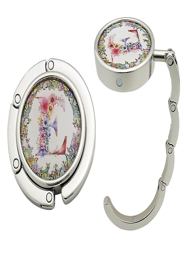 KSMD Compact Round Purse Hooks for Table and Bars,Portable Purse Hanger Organizers Hooks Handbag Holder Pocketbook Holder Bag Storage for Desk Bag,Set of 2 (Letter E) - Image 1