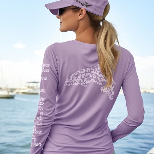 Palmyth Womens UPF 50 Fishing Shirts Sun Protection Long Sleeve TShirt PurpleTrout M - Image 3