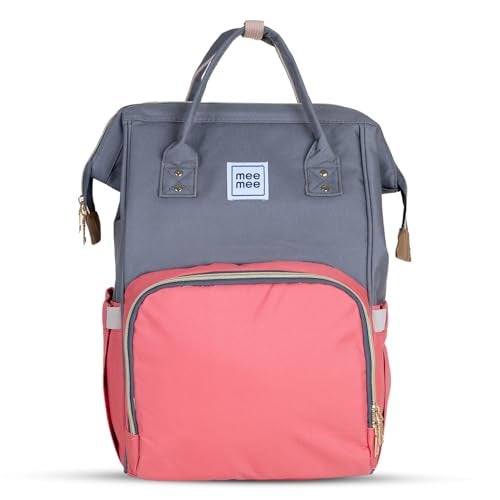 Mee Mee Grace Tote Diaper Bag Backpack for Moms & Dads, 20L Large Capacity with 14 Pockets, Insulated Bottle Holders, Flap Tissue Dispenser, Water-Resistant Oxford Fabric (Pink) - Image 1