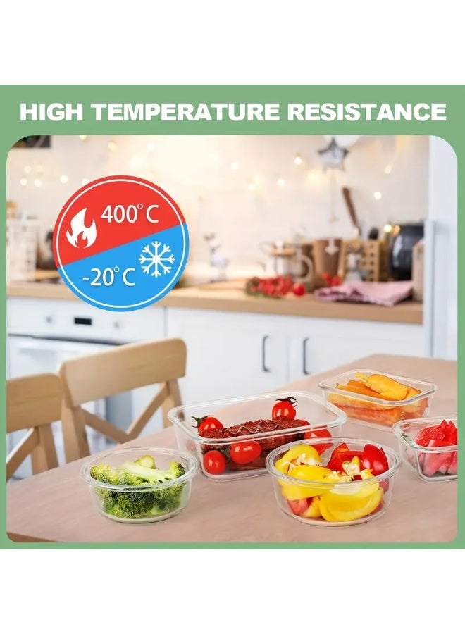 كيلا 12 قطعة من حاويات تخزين الطعام الزجاجية مع أغطية، تحضير الوجبات، حاويات تخزين مطبخ المخزن للغداء، مانعة للتسرب، صناديق غداء زجاجية محكمة الإغلاق للميكروويف والفرن والفريزر وغسالة الأطباق - Image 5