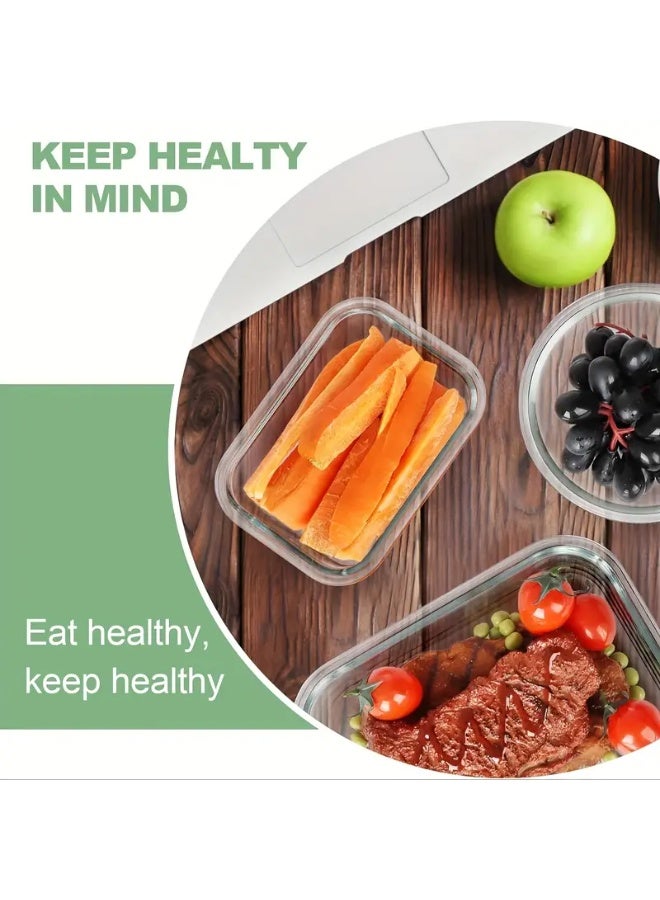 كيلا 12 قطعة من حاويات تخزين الطعام الزجاجية مع أغطية، تحضير الوجبات، حاويات تخزين مطبخ المخزن للغداء، مانعة للتسرب، صناديق غداء زجاجية محكمة الإغلاق للميكروويف والفرن والفريزر وغسالة الأطباق - Image 3