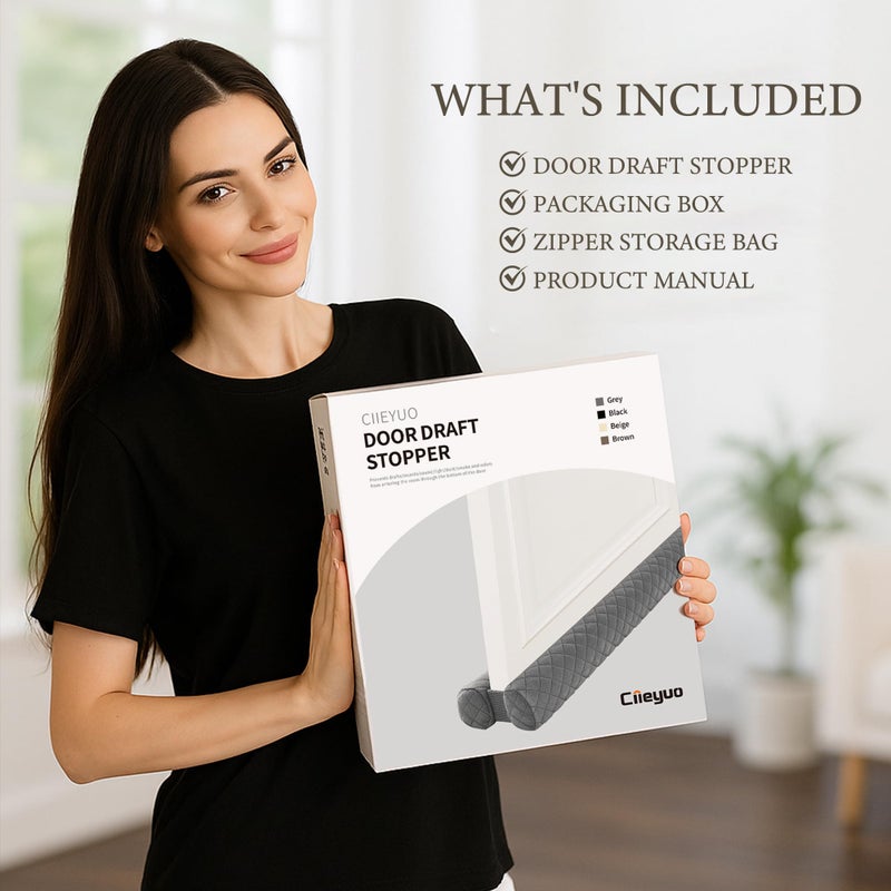 Ciieyuo Premium Velvet Under Door Draft Stopper, 30'' to 36'' Adjustable Gap Filler, Double-Sided Windproof Seal, Easy Install to Block Noise, Cold Air, Light, Dust, and Drafts - Image 5