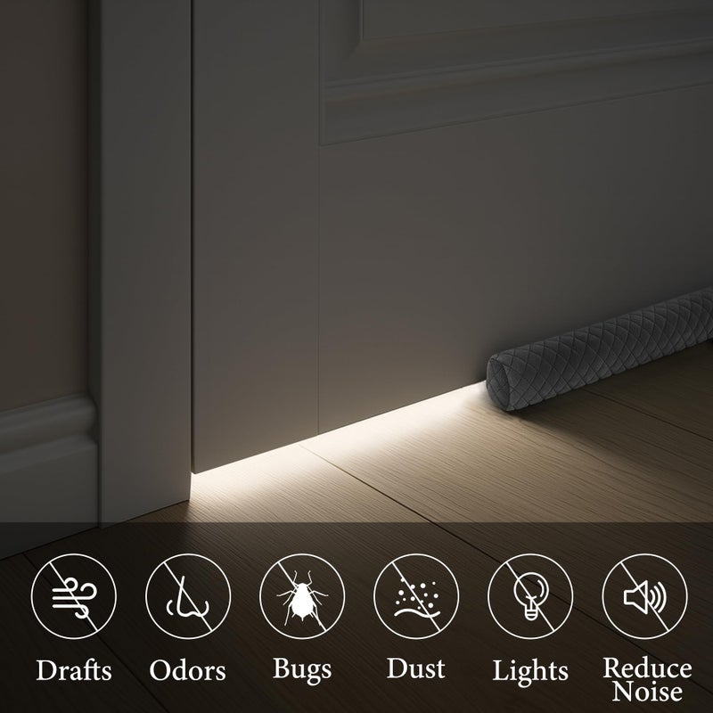 Ciieyuo Premium Velvet Under Door Draft Stopper, 30'' to 36'' Adjustable Gap Filler, Double-Sided Windproof Seal, Easy Install to Block Noise, Cold Air, Light, Dust, and Drafts - Image 4