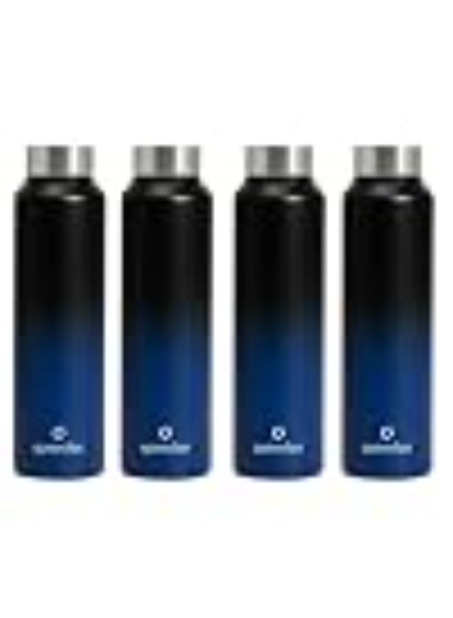 Speedex Stainless Steel Water Bottle 1 Ltr, Leak Proof Screw Cap, BIS Approved 1000 ml Metal Bottle For Daily, Office, School, Gym, Travel Use for Men, Women, Kids, Adults, Black Blue, Set of 4 - Image 1