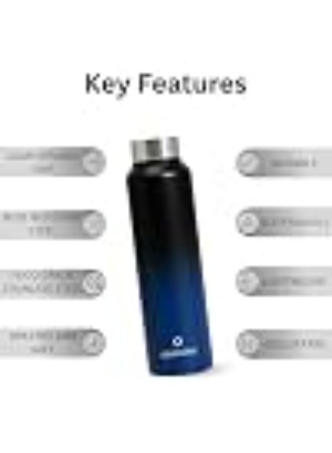 Speedex Stainless Steel Water Bottle 1 Ltr, Leak Proof Screw Cap, BIS Approved 1000 ml Metal Bottle For Daily, Office, School, Gym, Travel Use for Men, Women, Kids, Adults, Black Blue, Set of 4 - Image 2