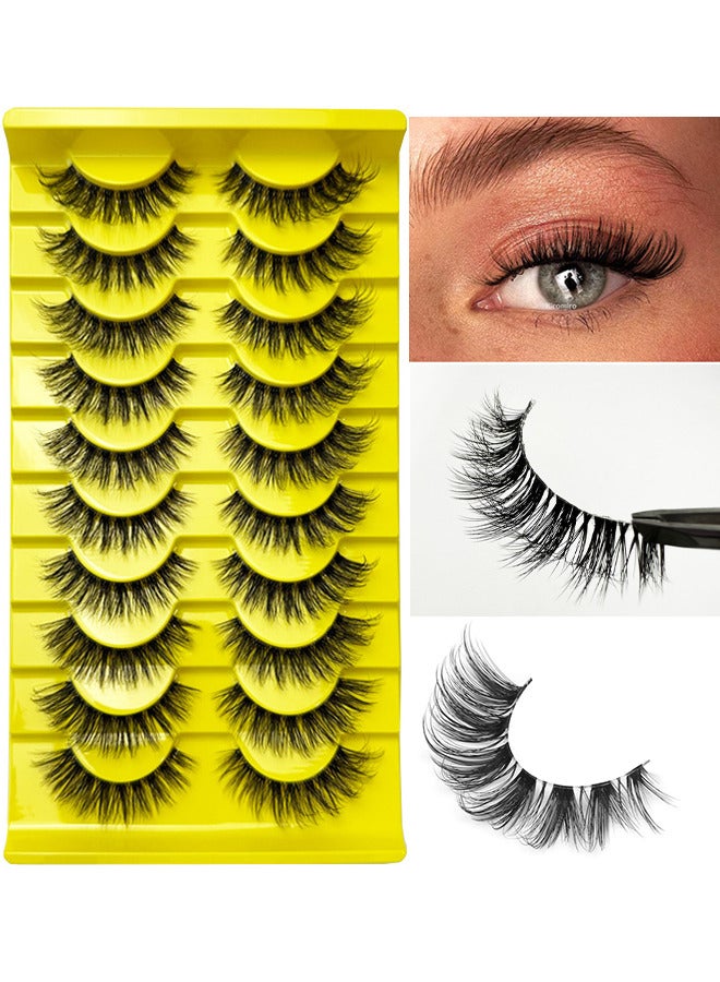 الرموش الاصطناعية الطبيعية رموش فو المنك رموش العين Wispy ، 3D رقيق طويل الرموش الصناعية ، لينة مجعد Wispy دراماتيكي قابلة لإعادة الاستخدام ماكياج وهمية رموش العين 10 أزواج ، مثالية للاستخدام اليومي للفتيات - Image 1