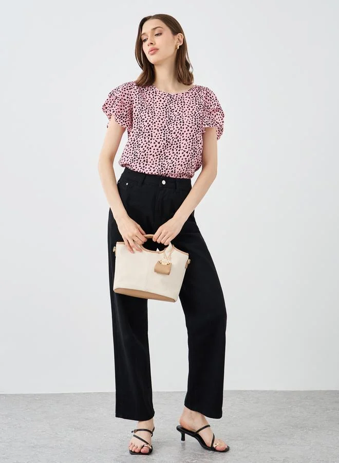 Take Two Take Two Women Pink Animal Print Blouse