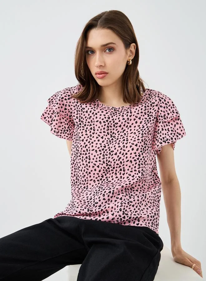 Take Two Take Two Women Pink Animal Print Blouse