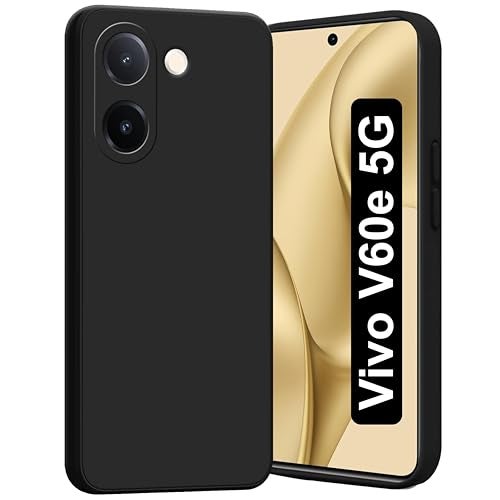 SBMS غطاء خلفي سيليكون SBMS لهاتف Vivo V60e 5G | بطانة داخلية من الألياف الدقيقة الناعمة | حماية للكاميرا مع نتوءات | غطاء خلفي مقاوم للصدمات لهاتف Vivo V60e 5G (كاندي كلوث_أسود) - Image 1