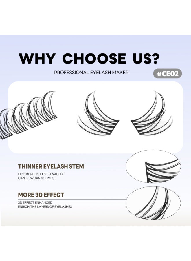 رموش جروينيا عنقودية احترافية  - مظهر طبيعي وكثافة مذهلة - طقم رموش منفصلة للمحترفين والمبتدئين -  Lash Clusters - Image 2