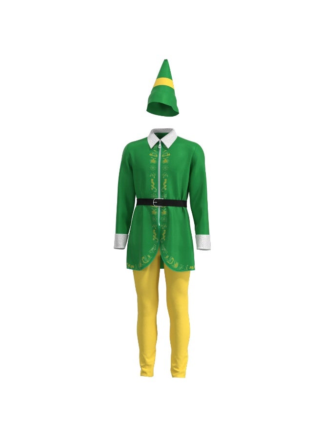 NIBEMINENT Parent-child, male and female Christmas costumes, Halloween costumes, and adult Christmas elf green costumes - Image 1