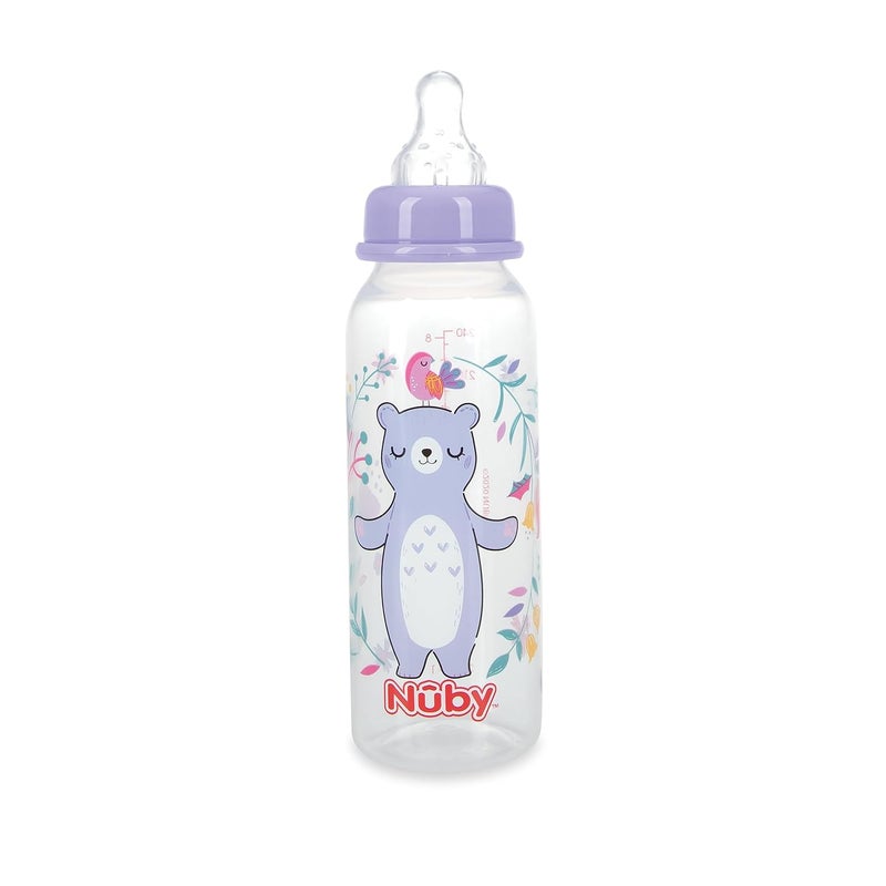 Nuby Standard Neck Tinted Bottle 8 Ounce 1 Pack of 1 Bottle ColorsPatterns May Vary - Image 4