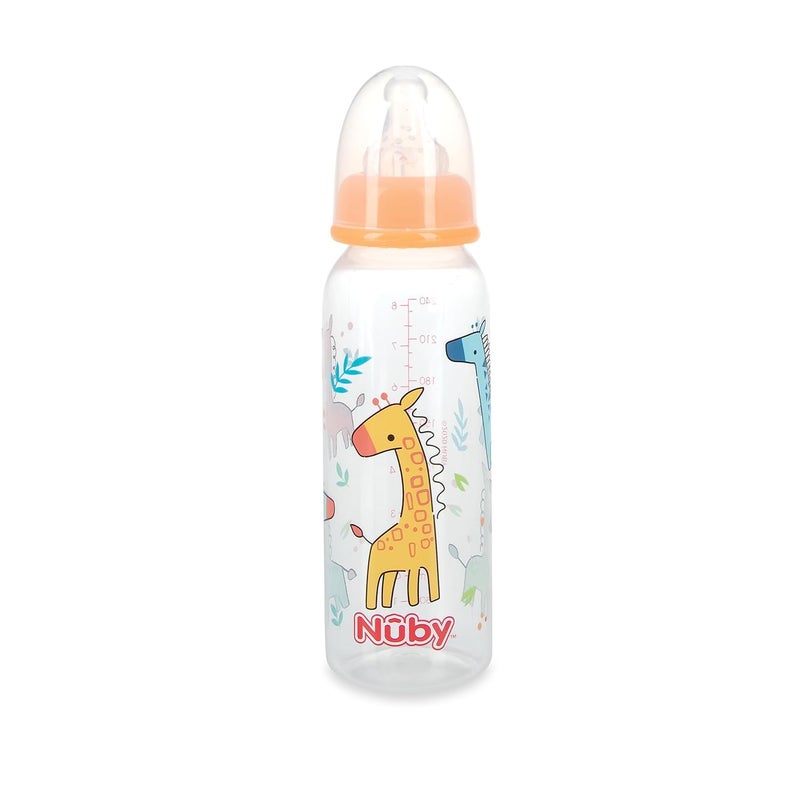 Nuby Standard Neck Tinted Bottle 8 Ounce 1 Pack of 1 Bottle ColorsPatterns May Vary - Image 2