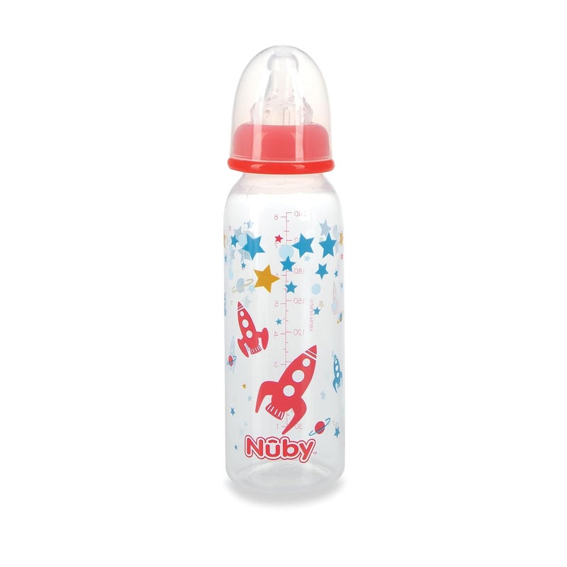 Nuby Standard Neck Tinted Bottle 8 Ounce 1 Pack of 1 Bottle ColorsPatterns May Vary - Image 3